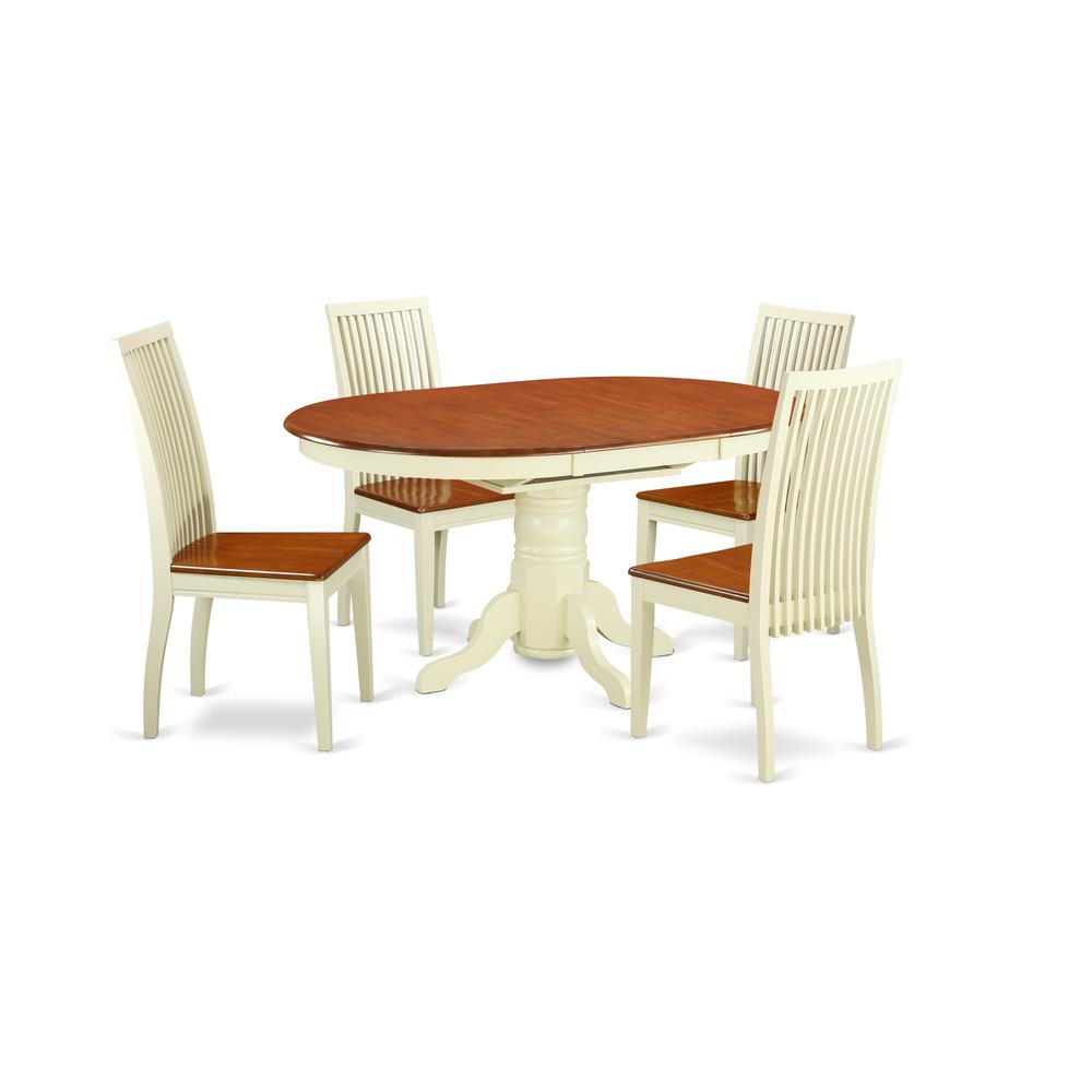 Dining Room Set Buttermilk & Cherry, AVIP5-BMK-W. Picture 1