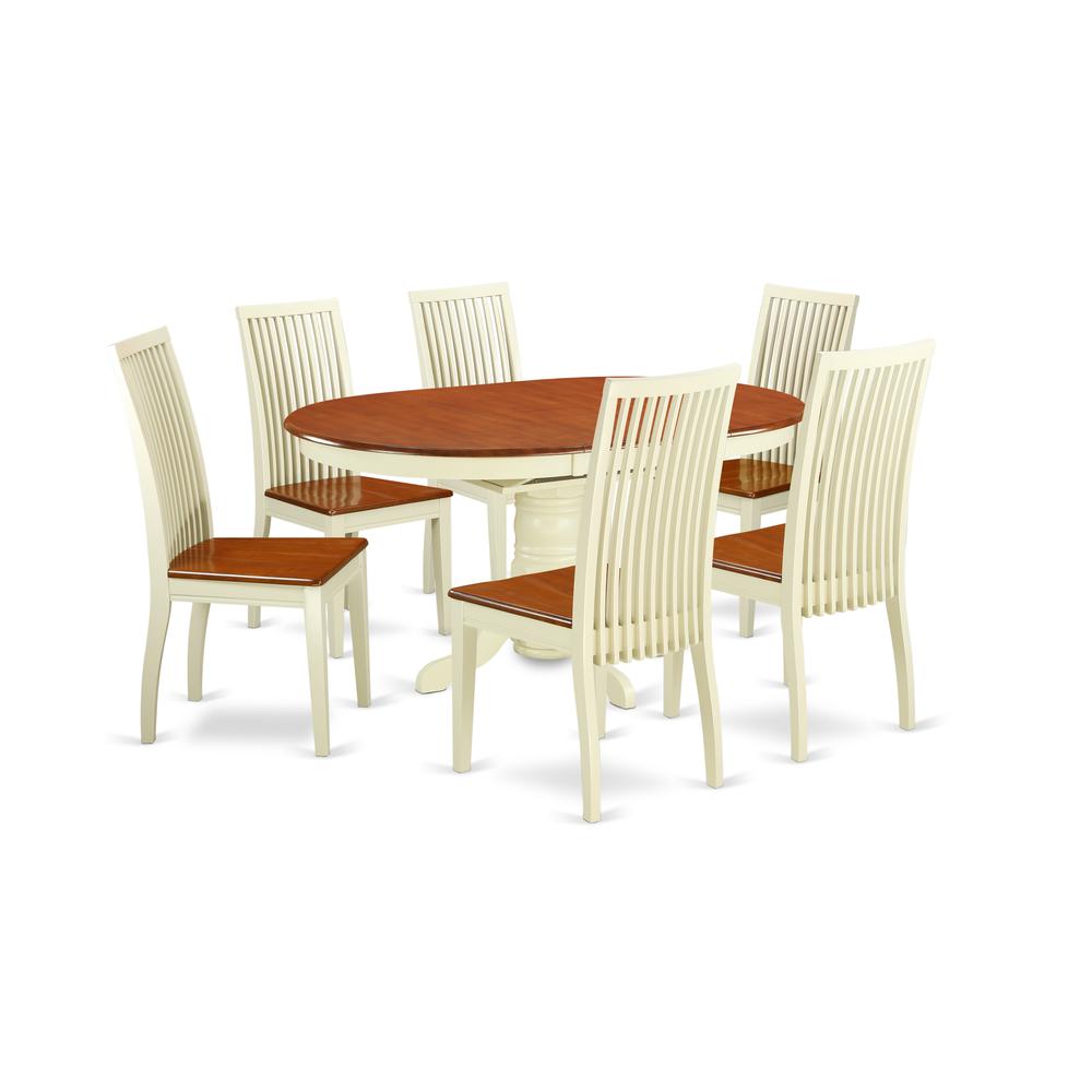 Dining Room Set Buttermilk & Cherry, AVIP7-BMK-W. Picture 1