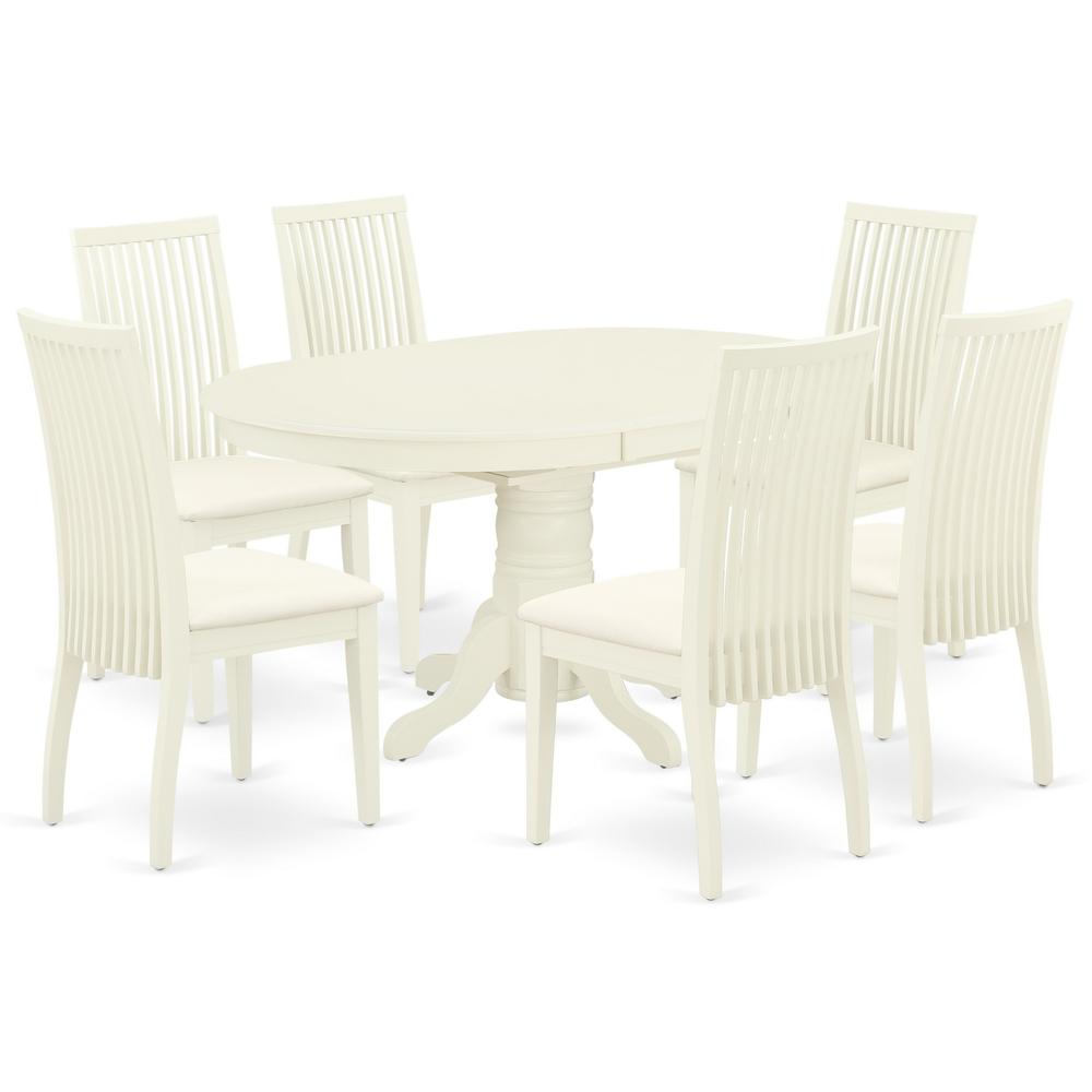Dining Room Set Linen White, AVIP7-LWH-C. Picture 1