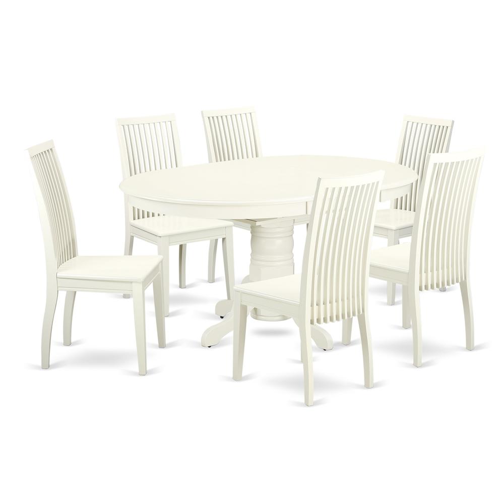 Dining Room Set Linen White, AVIP7-LWH-W. Picture 1