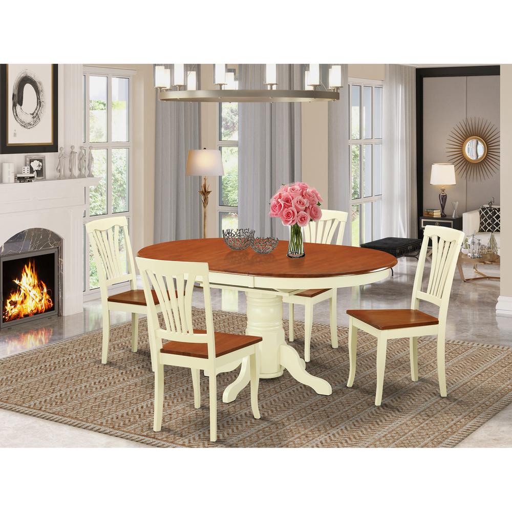 5  Pc  Dining  Table  with  Leaf  and  4  Wood  Kitchen  Chairs  in  Buttermilk  and  Cherry. Picture 4