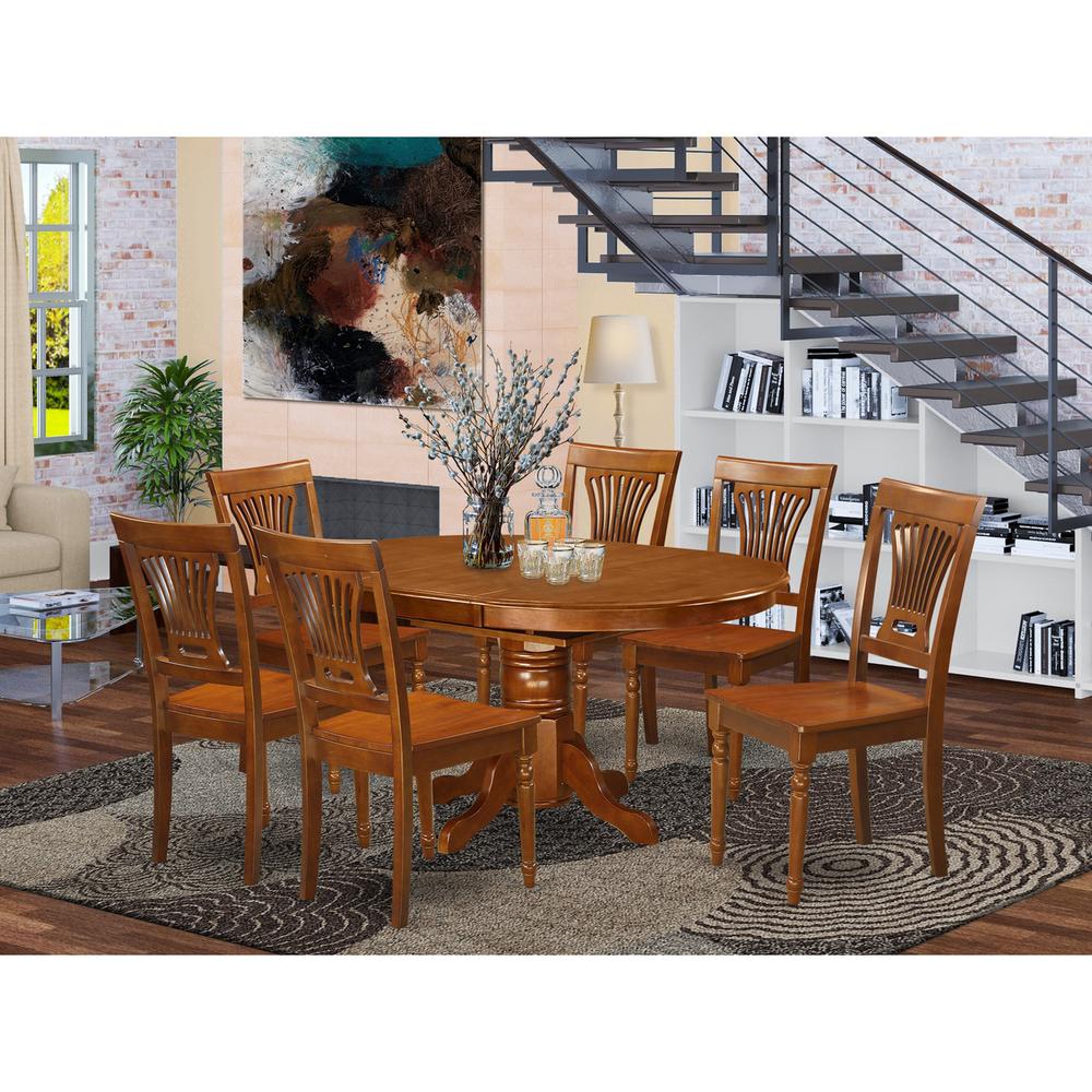 7  Pc  Avon  Dining  Table  with  Leaf  and  6hard  wood  Chairs  in  Saddle  Brown  .. Picture 4