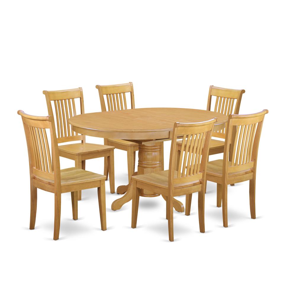 Dining Room Set Oak, AVPO7-OAK-W. Picture 1