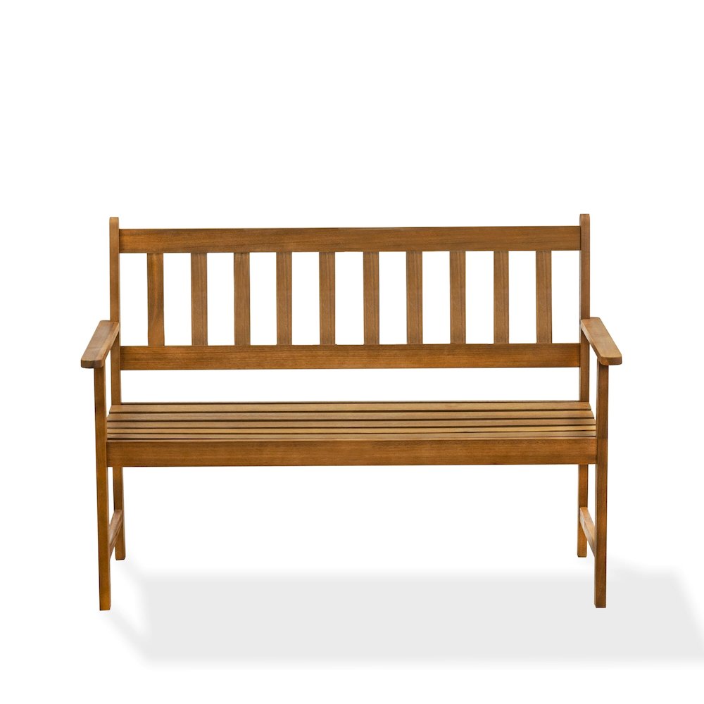 East West Furniture Belmont Bench without Cushion made of Acacia wood in Natural Oil finish. Picture 3
