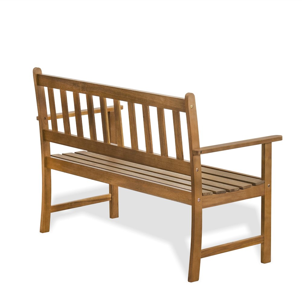 East West Furniture Belmont Bench without Cushion made of Acacia wood in Natural Oil finish. Picture 4