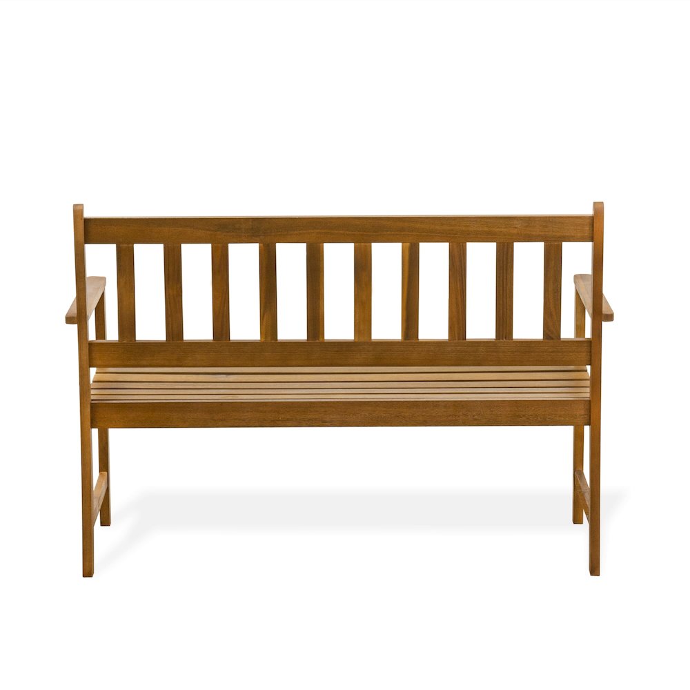 East West Furniture Belmont Bench without Cushion made of Acacia wood in Natural Oil finish. Picture 6