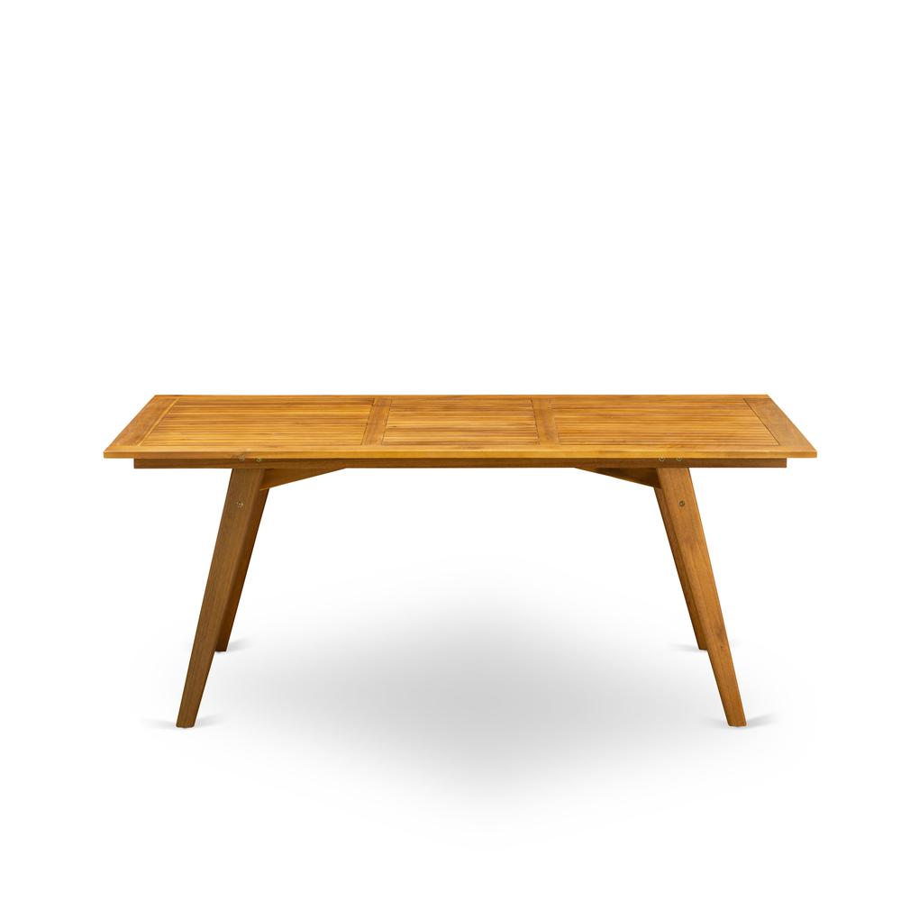 East West Furniture BDETRNA  Modern Coffee Table and Rectangular Top with Wood 4 legs - Natural Oil Finish. Picture 1