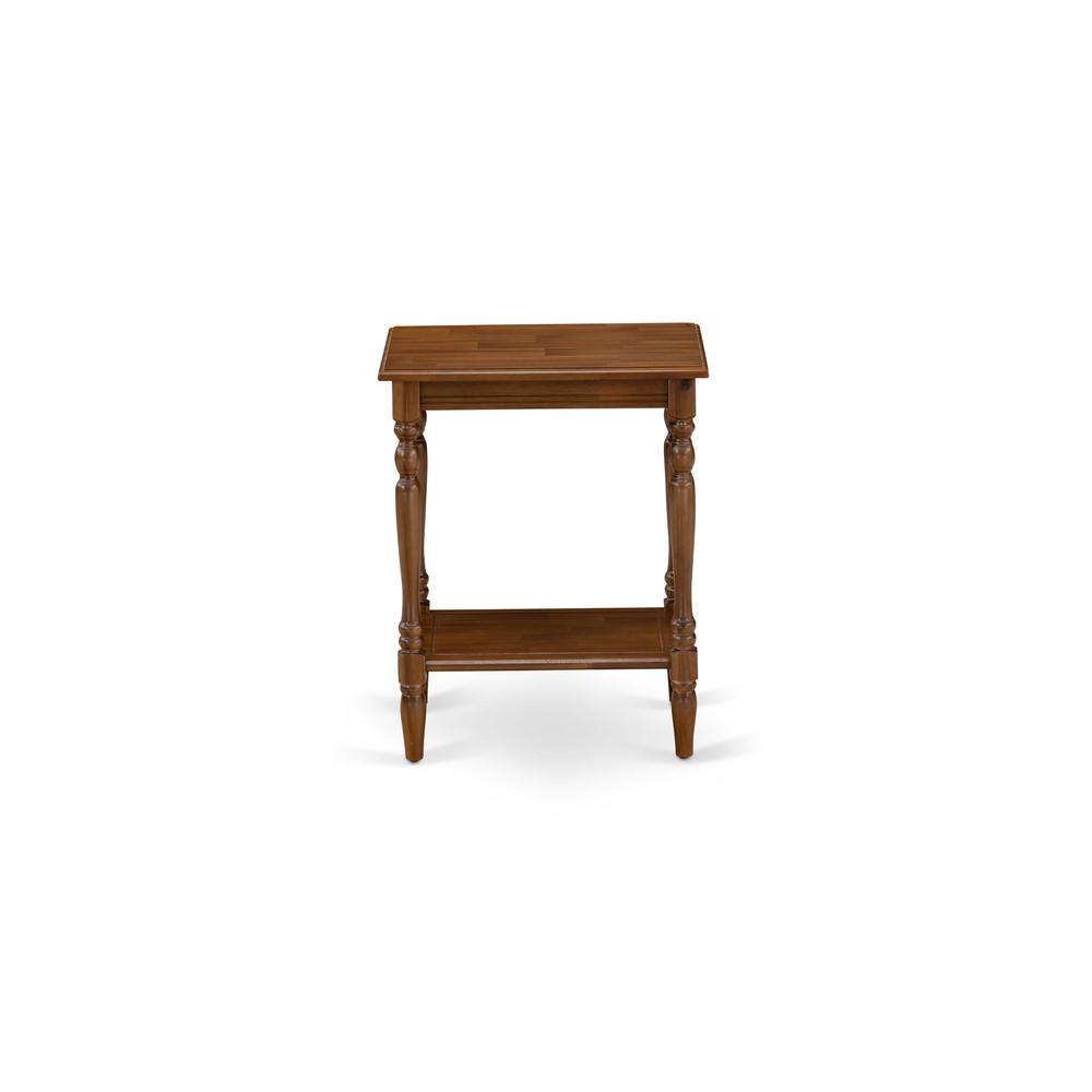 East West Furniture BF-08-ET End Table with Open Storage Shelf - Night Stand for Small Spaces, Stable and Sturdy Constructed - Antique Walnut Finish. Picture 1