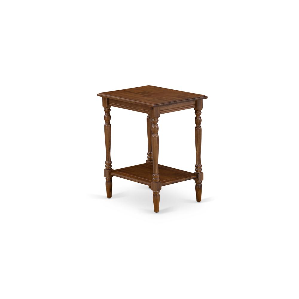 East West Furniture BF-08-ET End Table with Open Storage Shelf - Night Stand for Small Spaces, Stable and Sturdy Constructed - Antique Walnut Finish. Picture 3