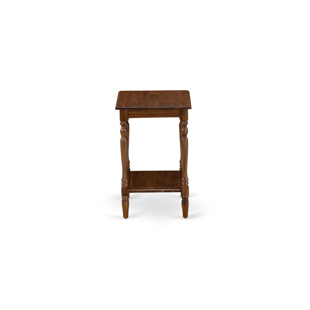 East West Furniture BF-08-ET End Table with Open Storage Shelf - Night Stand for Small Spaces, Stable and Sturdy Constructed - Antique Walnut Finish. Picture 4
