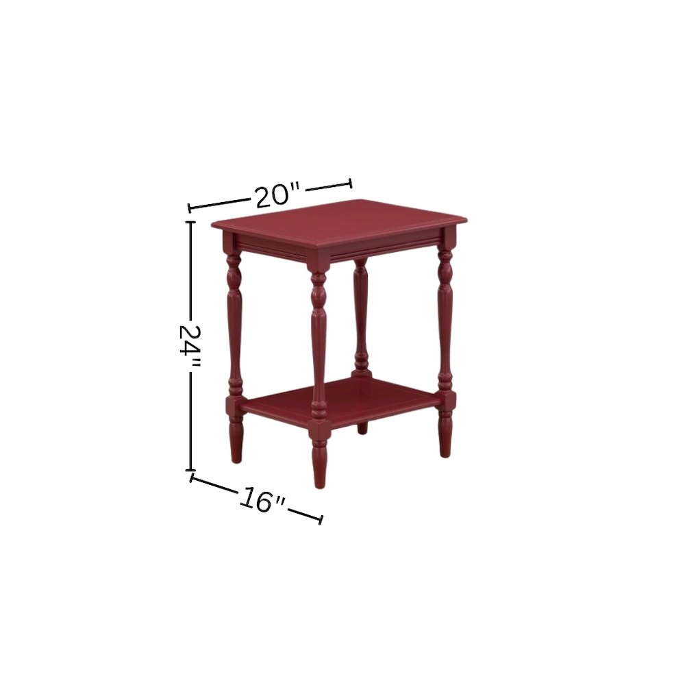 Modern End Table, Burgundy Finish, Open Shelf, Nightstand, Wood. Picture 5