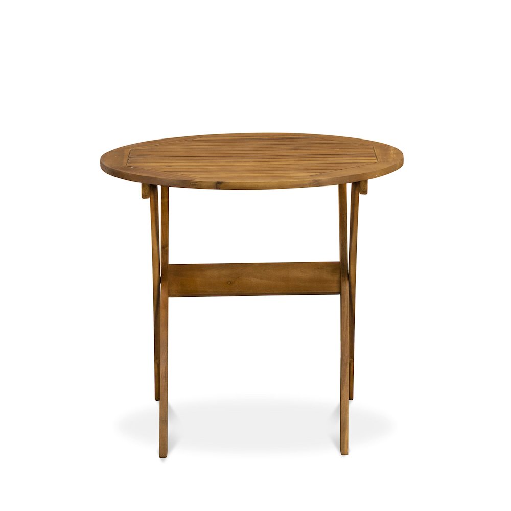 3 Piece Outdoor Bistro Set Consist of a Round Acacia Coffee Table. Picture 4