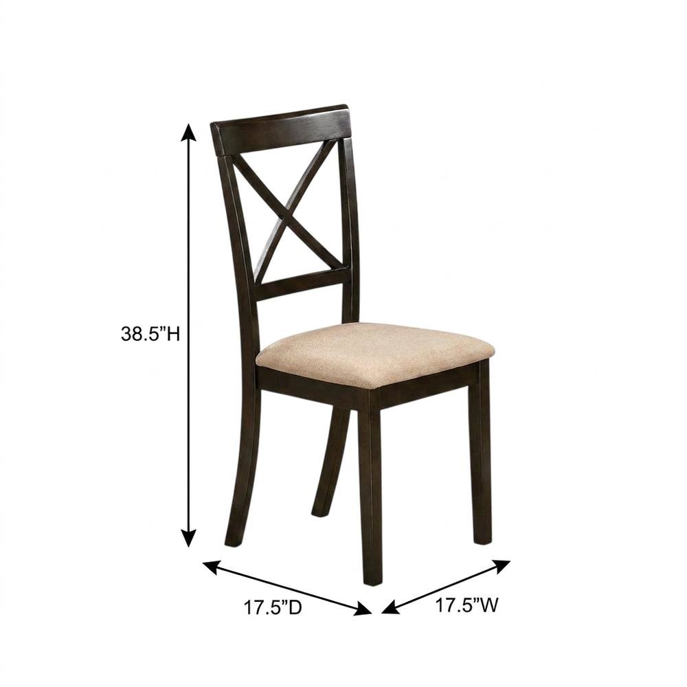 Solid Wood X-Back Dining Chair with Microfiber Upholstered Seat for Dining Room, Set of 2. Picture 6
