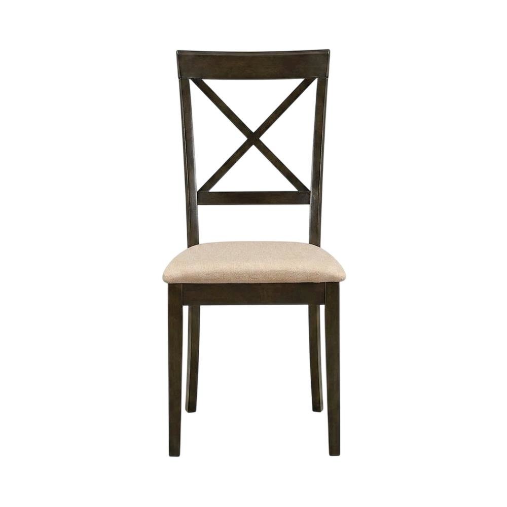 Solid Wood X-Back Dining Chair with Microfiber Upholstered Seat for Dining Room, Set of 2. Picture 2