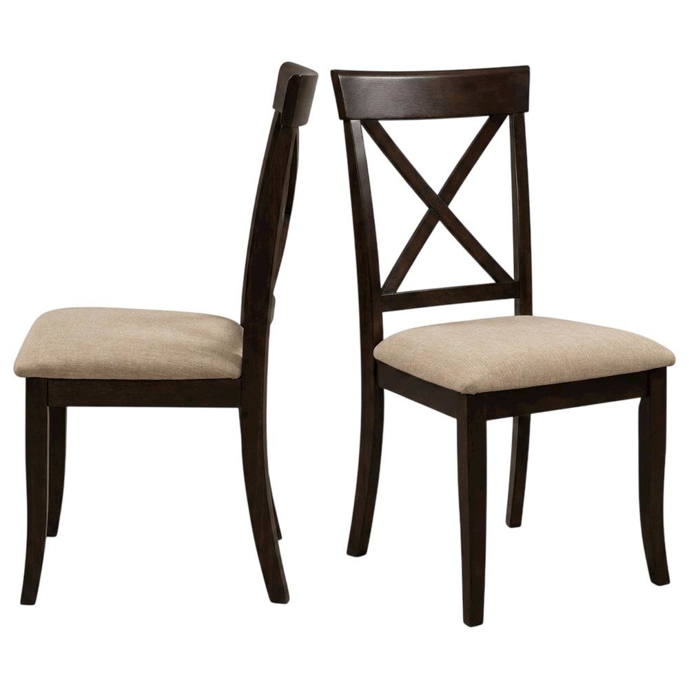 Solid Wood X-Back Dining Chair with Microfiber Upholstered Seat for Dining Room, Set of 2. Picture 5