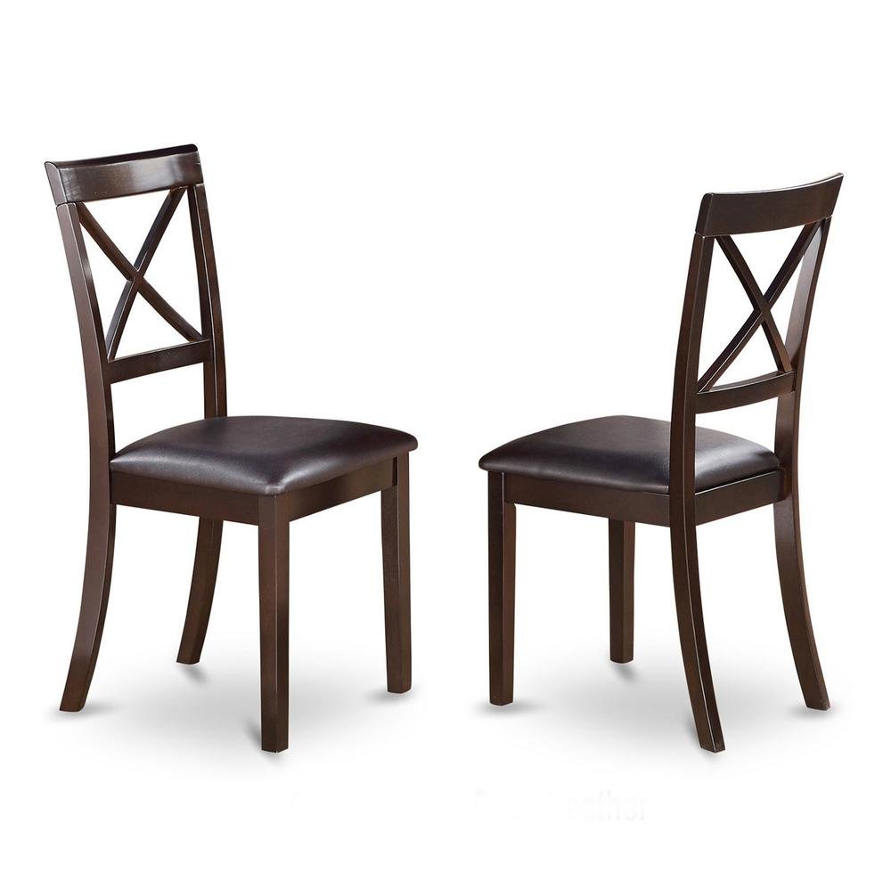 Solid Wood X-Back Dining Chair with Faux Leather Upholstered Seat, Set of 2. Picture 1