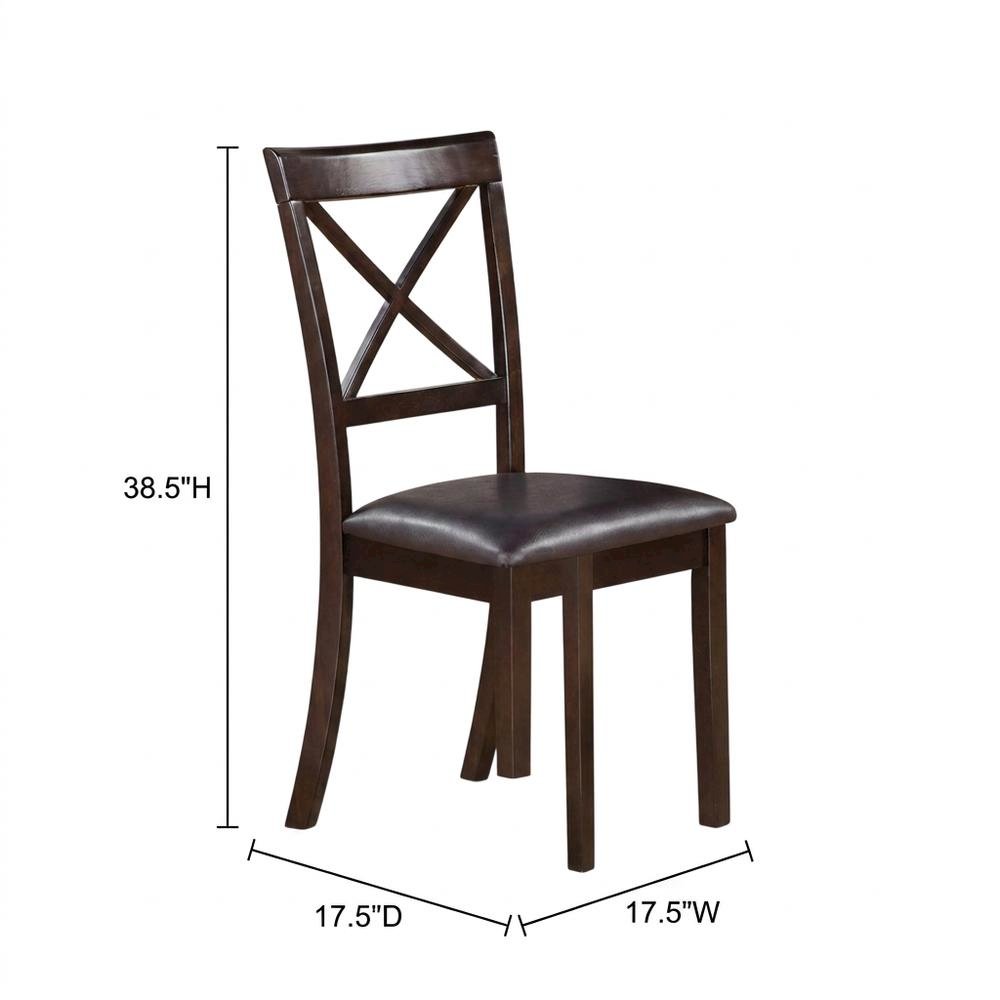Solid Wood X-Back Dining Chair with Faux Leather Upholstered Seat, Set of 2. Picture 6