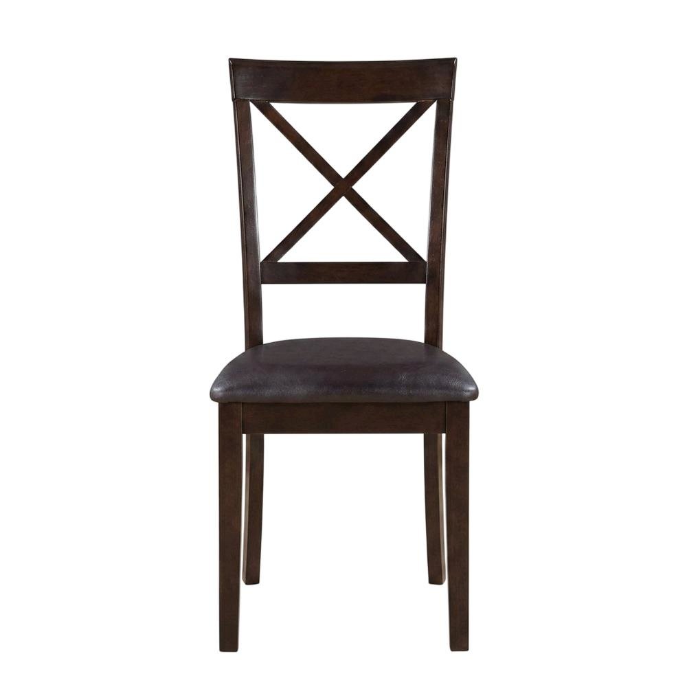 Solid Wood X-Back Dining Chair with Faux Leather Upholstered Seat, Set of 2. Picture 2