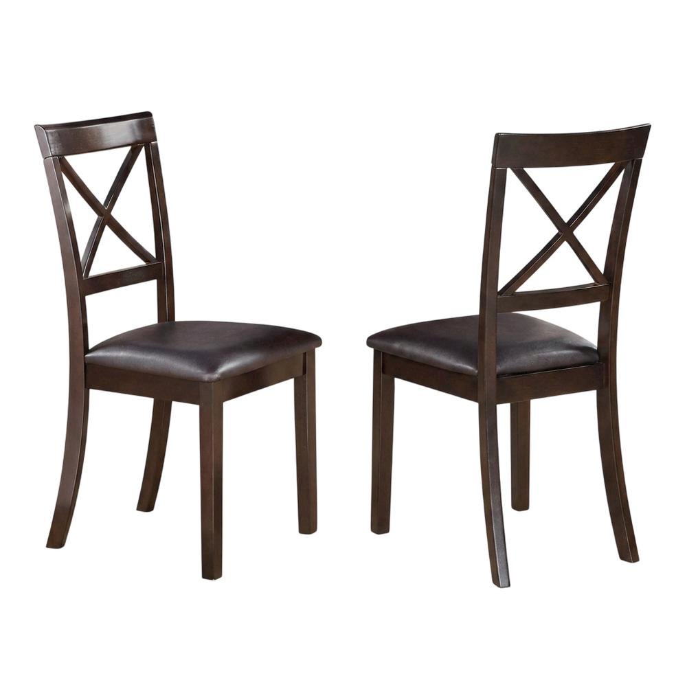 Solid Wood X-Back Dining Chair with Faux Leather Upholstered Seat, Set of 2. Picture 5