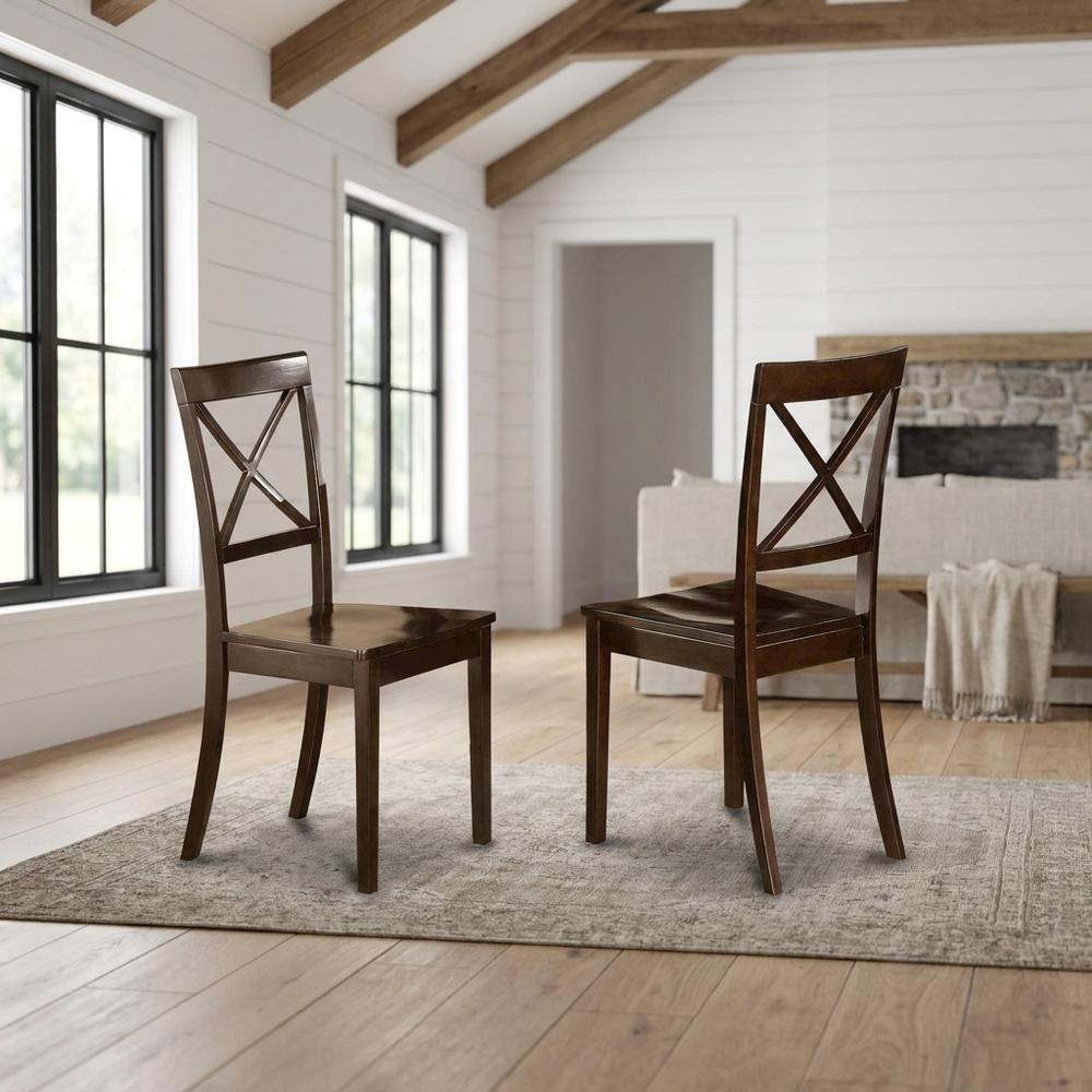 Solid Wood X-Back Dining Chairs with Wood Seat for Dining Room, Set of 2. Picture 3