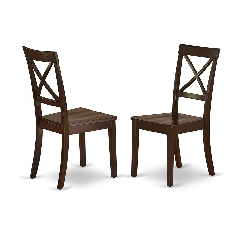 AMBO3-MAH-W 3 Pc Dining Room Set - 1 Round Pedestal Table and 2 Mahogany Dinning Chairs - Mahogany Finish. Picture 3