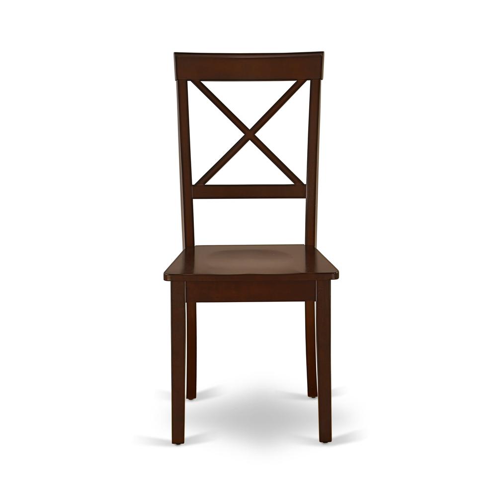 AMBO3-MAH-W 3 Pc Dining Room Set - 1 Round Pedestal Table and 2 Mahogany Dinning Chairs - Mahogany Finish. Picture 4