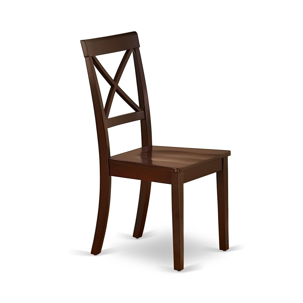 AMBO3-MAH-W 3 Pc Dining Room Set - 1 Round Pedestal Table and 2 Mahogany Dinning Chairs - Mahogany Finish. Picture 5