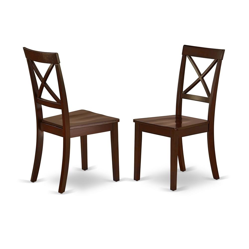 Linen-Upholstered Dining Chair with Solid Wood Legs for Dining Room, Mahogany, Set of 2. Picture 1