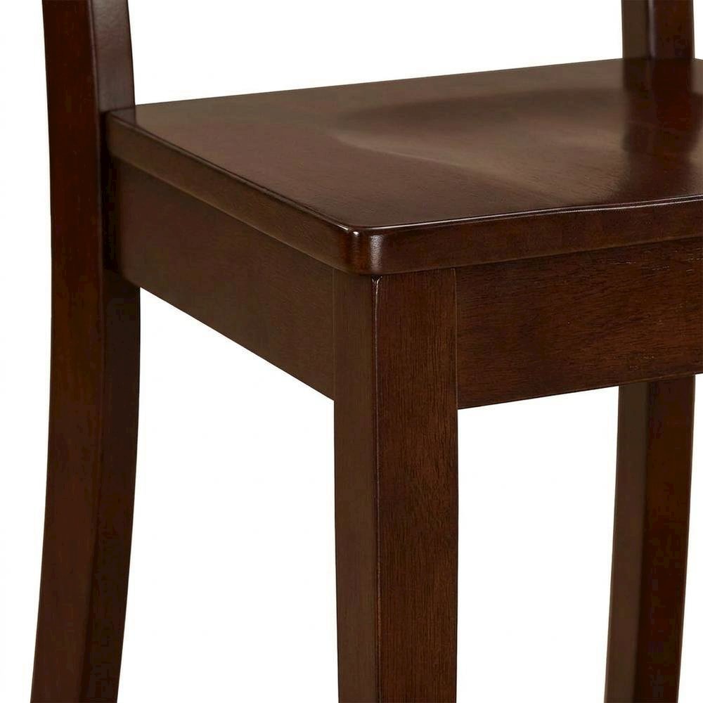 Linen-Upholstered Dining Chair with Solid Wood Legs for Dining Room, Mahogany, Set of 2. Picture 8