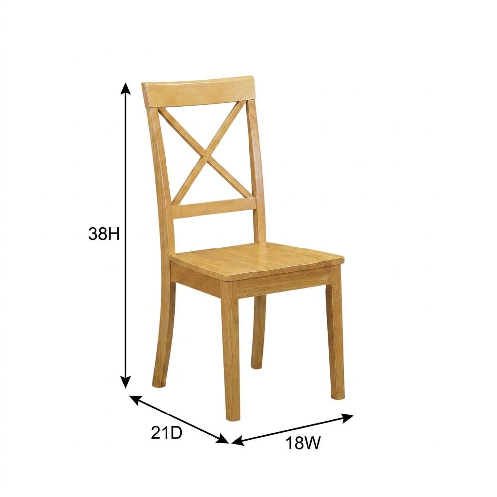 Dining Chair with High Back for Kitchen and Dining Room Table, Oak, Set of 2. Picture 5