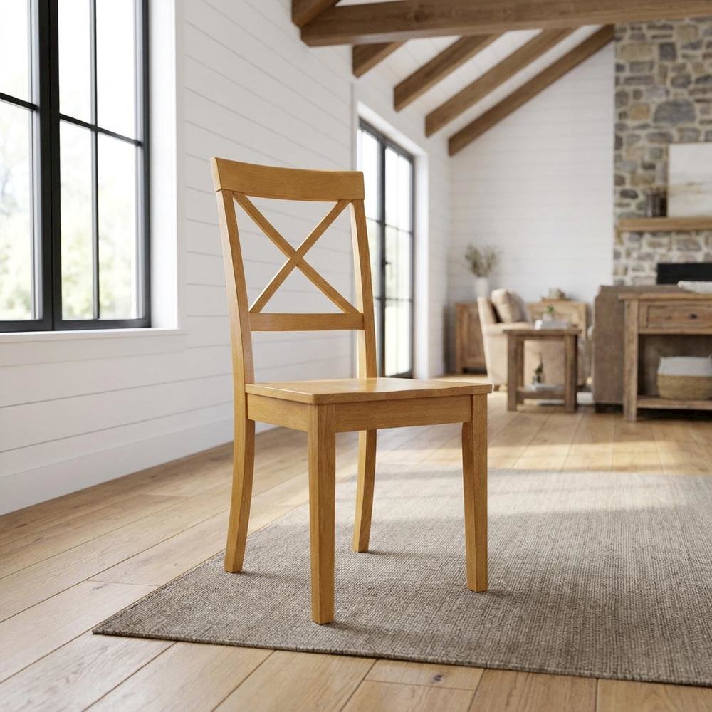 Dining Chair with High Back for Kitchen and Dining Room Table, Oak, Set of 2. Picture 2