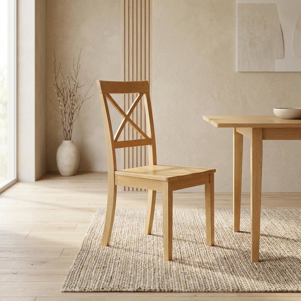 Dining Chair with High Back for Kitchen and Dining Room Table, Oak, Set of 2. Picture 3