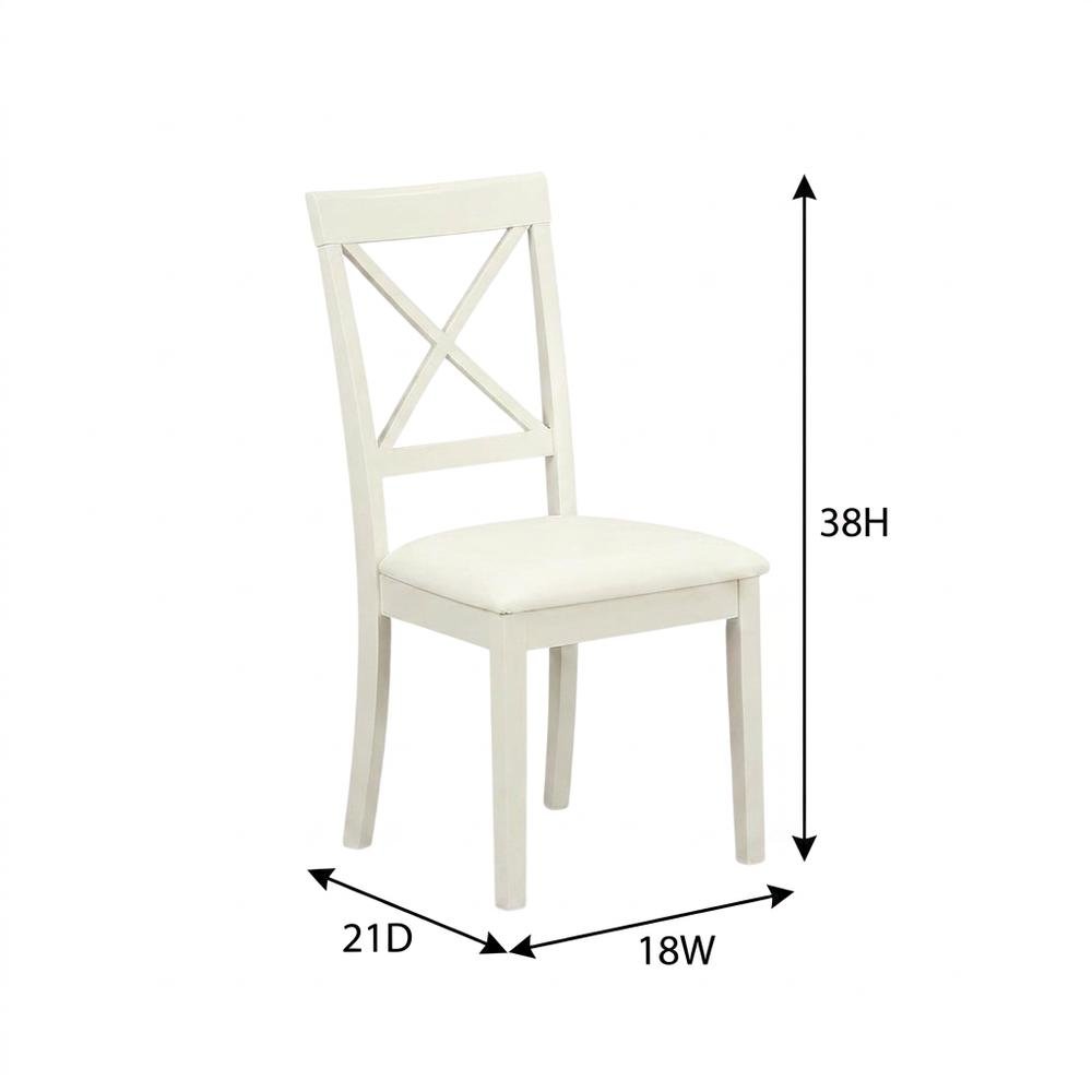 Linen-Upholstered Dining Chair with Solid Wood Legs for Dining Room, Linen White, Set of 2. Picture 6