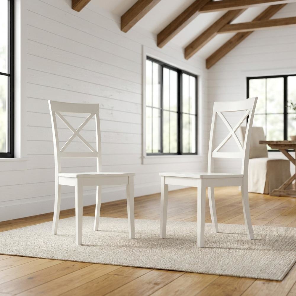 Solid Wood Farmhouse Dining Chairs with X-Back for Dining Room, Set of 2. Picture 3