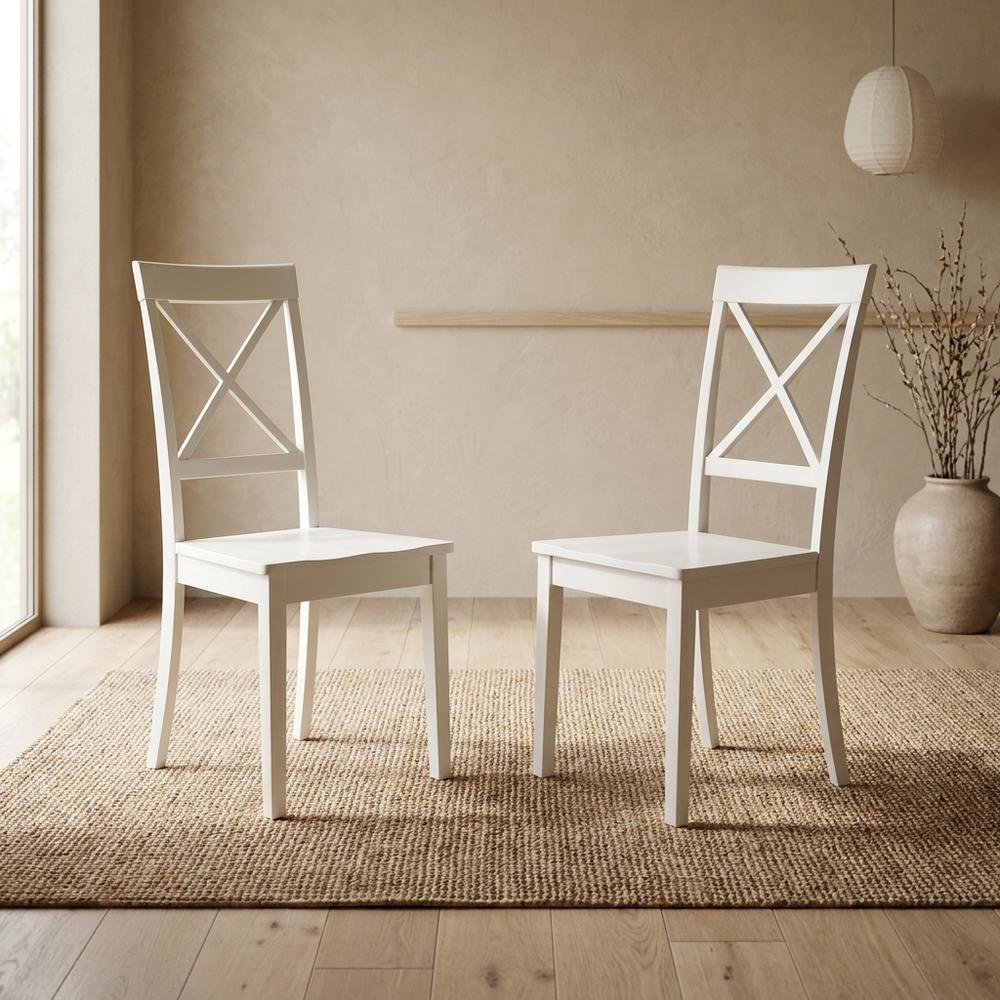 Solid Wood Farmhouse Dining Chairs with X-Back for Dining Room, Set of 2. Picture 4