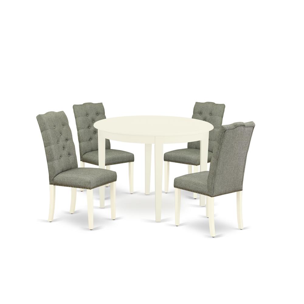 Dining Room Set Linen White, BOEL5-WHI-07. Picture 1