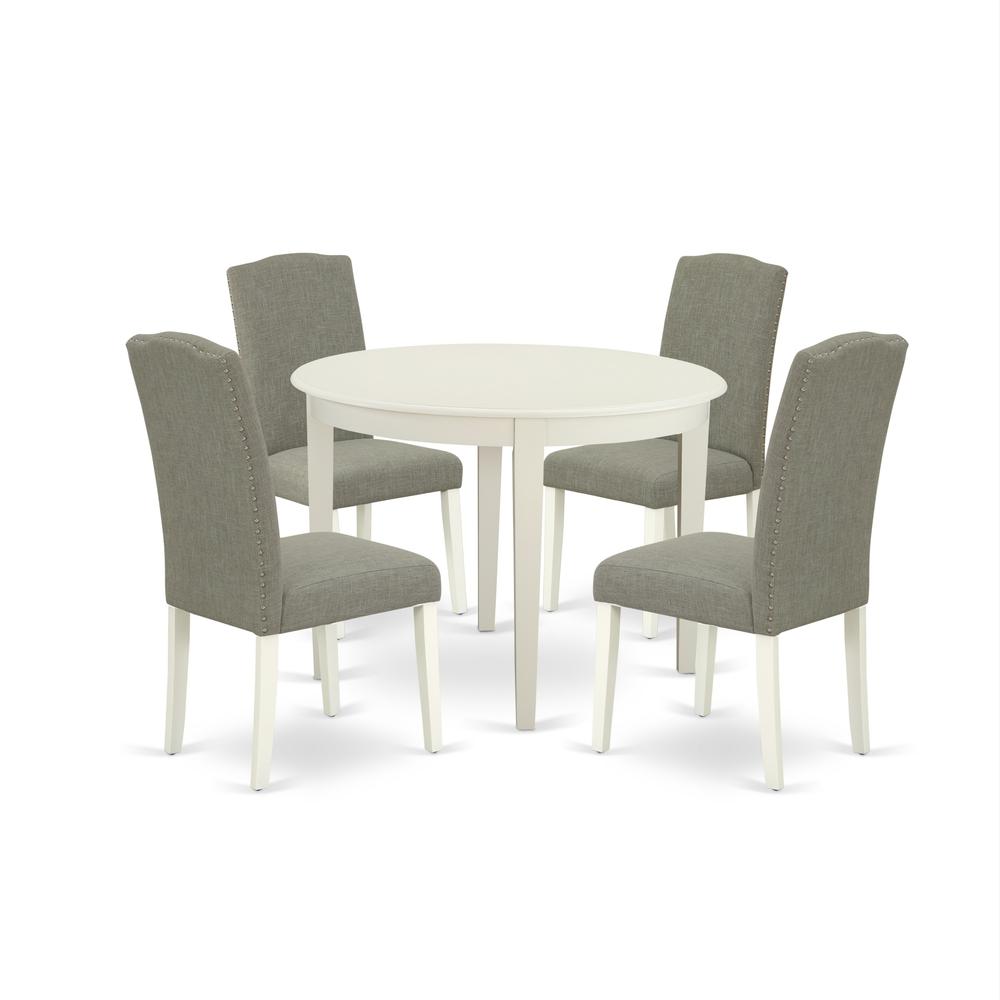 Dining Room Set Linen White, BOEN5-LWH-06. Picture 1