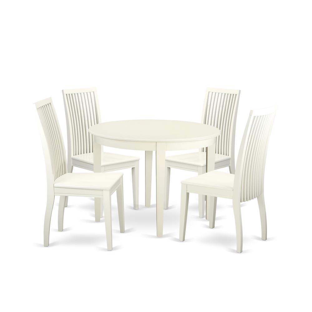 Dining Room Set Linen White, BOIP5-LWH-W. Picture 1