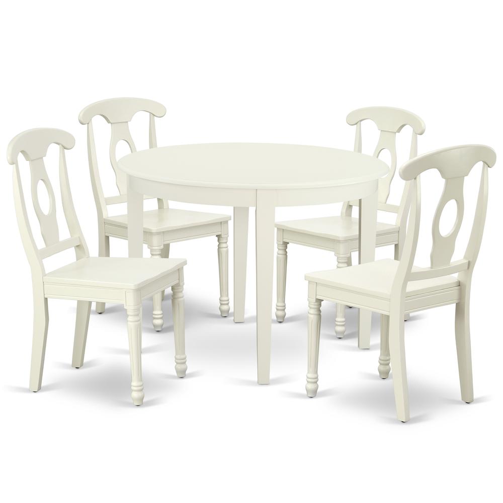 Dining Room Set Linen White, BOKE5-LWH-W. Picture 1