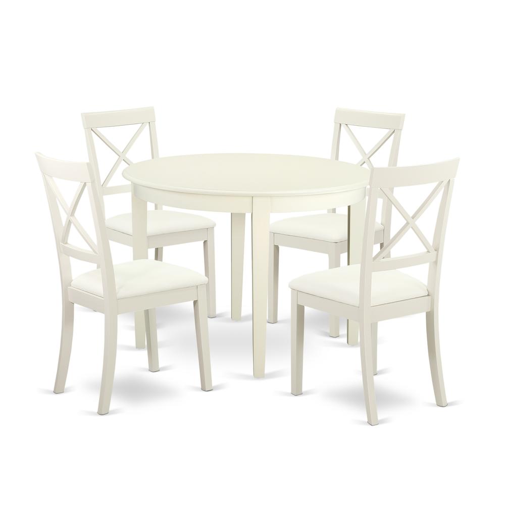 Dining Room Set Linen White, BOST5-LWH-LC. Picture 1