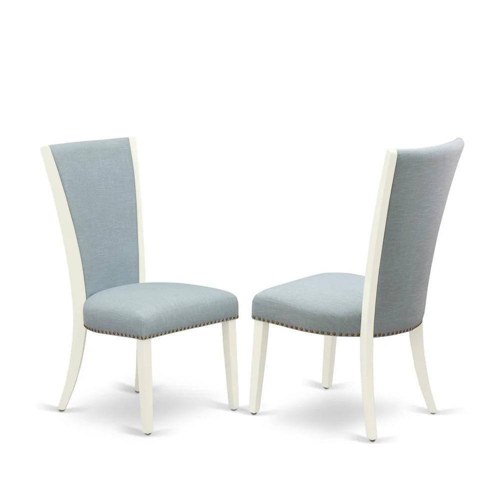 BOVE3-WHI-15 3 Piece Dining Table Set - 2 Dining Chair with High Back and 1 Dining Table - Linen White Finish. Picture 3