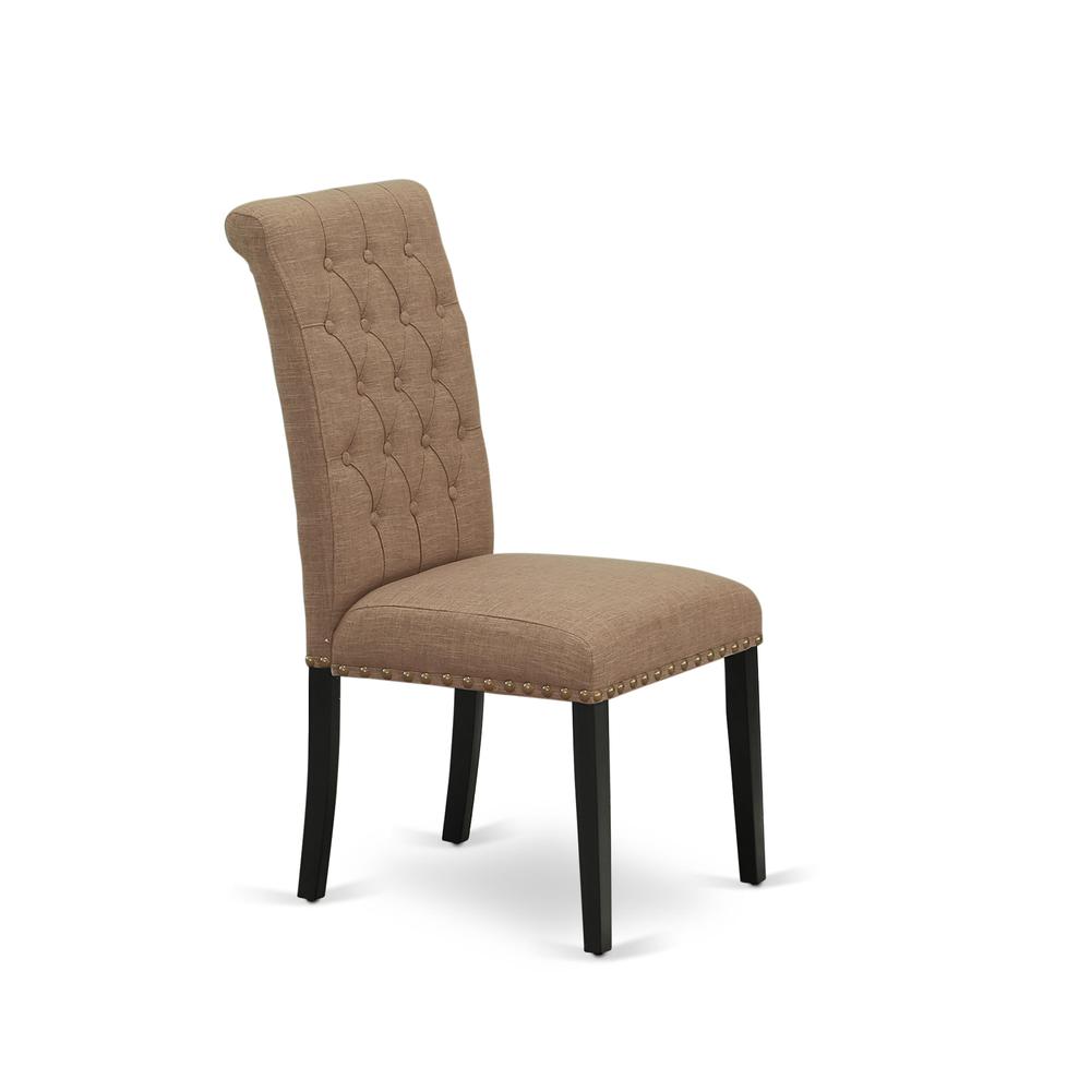 7-piece dining room table set with Chair’s Legs and Light Sable Linen Fabric. Picture 8