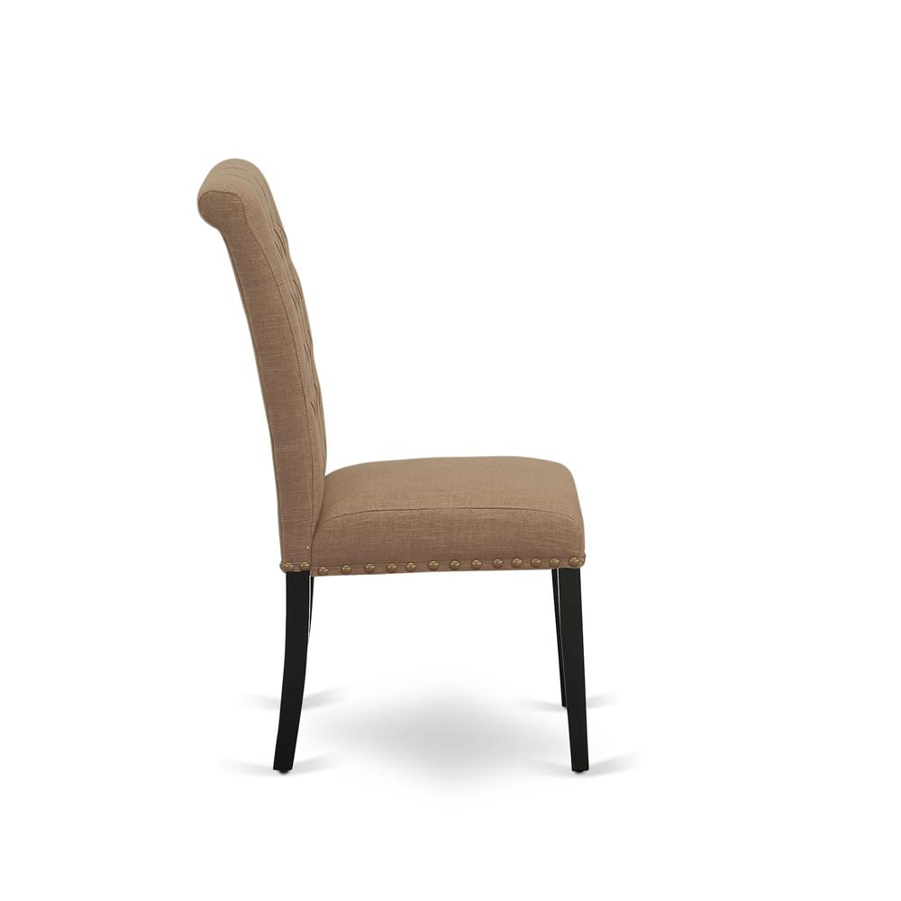7-piece dining room table set with Chair’s Legs and Light Sable Linen Fabric. Picture 9