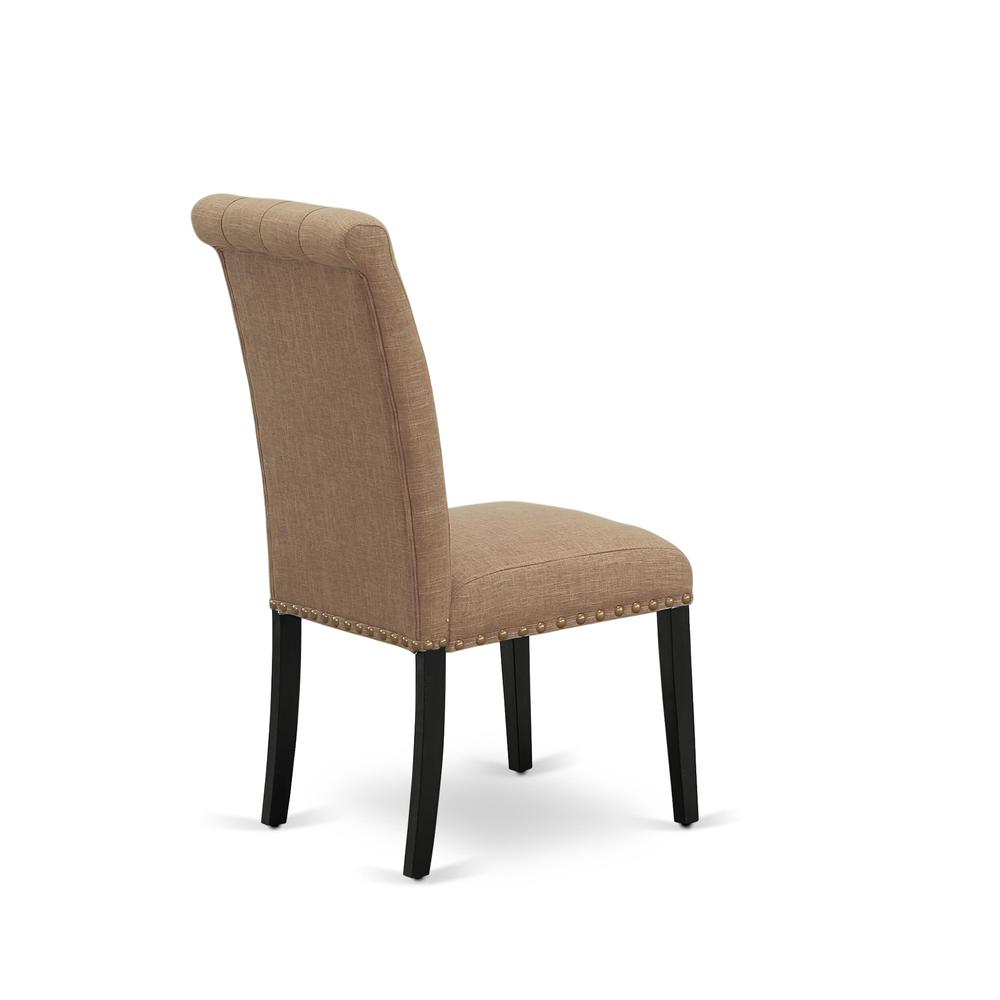 7-piece dining room table set with Chair’s Legs and Light Sable Linen Fabric. Picture 10