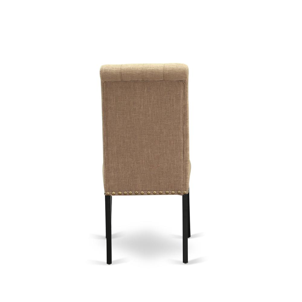 7-piece dining room table set with Chair’s Legs and Light Sable Linen Fabric. Picture 11