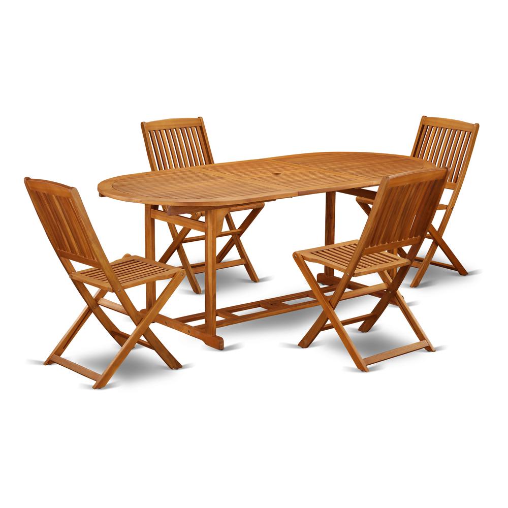 Wooden Patio Set Natural Oil, BSCM5CWNA. Picture 1