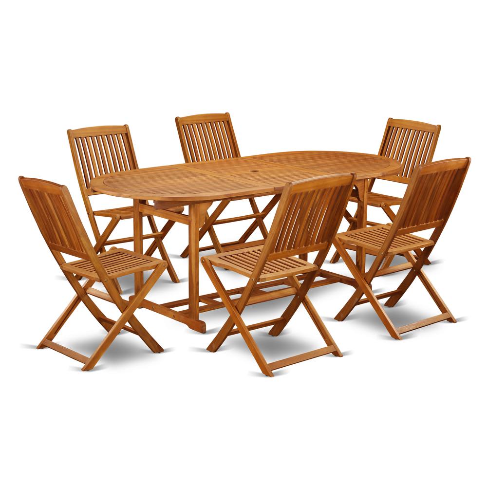Wooden Patio Set Natural Oil, BSCM7CWNA. Picture 1