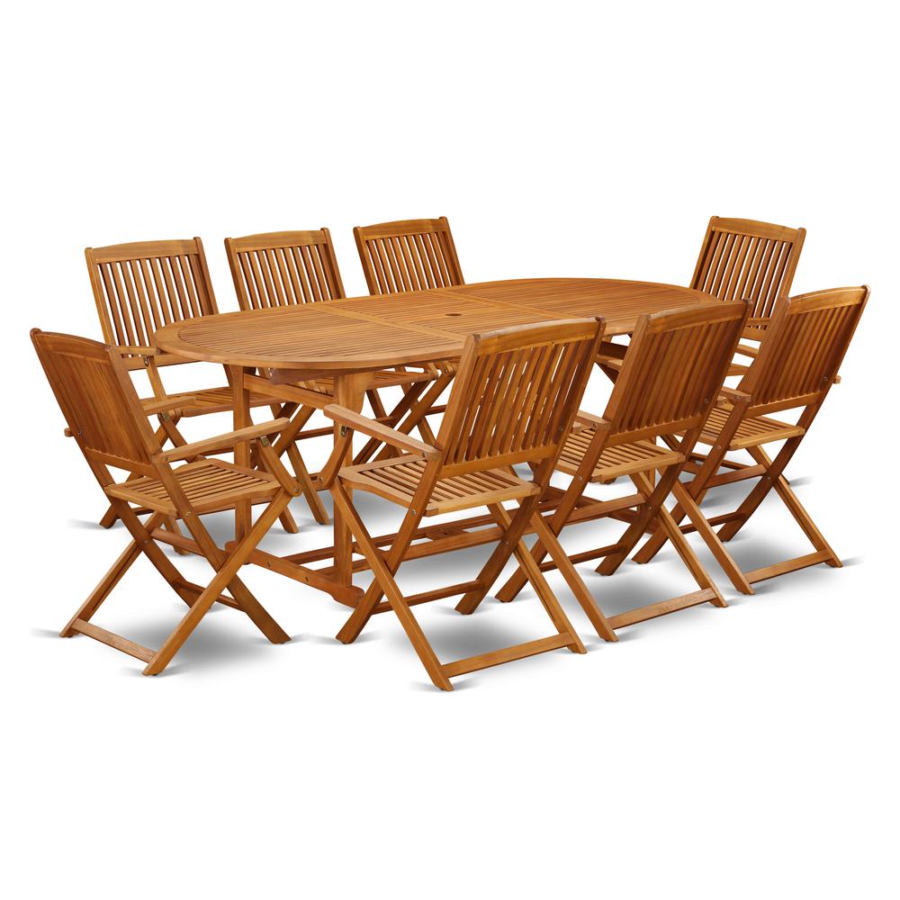 Wooden Patio Set Natural Oil, BSCM9CANA. Picture 1