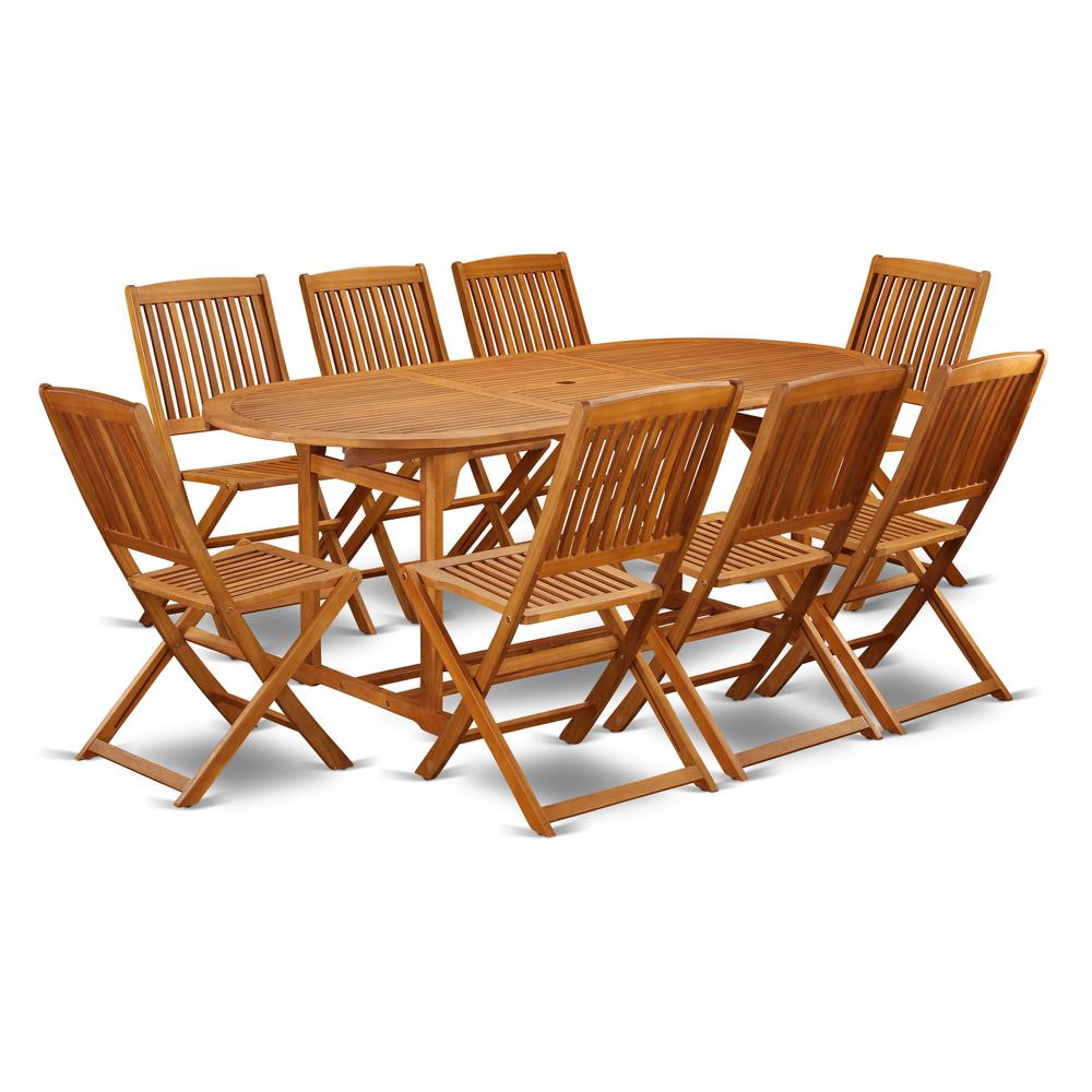 Wooden Patio Set Natural Oil, BSCM9CWNA. Picture 1