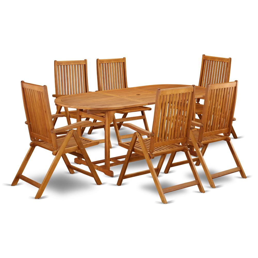 Wooden Patio Set Natural Oil, BSCN7NC5N. Picture 1